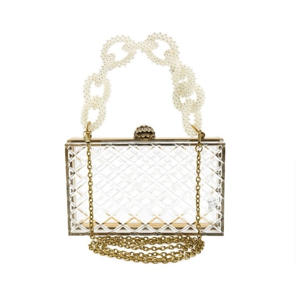 Kurt Geiger Clear Acrylic Clutch Bag with Pearl Handle - Picture 5 of 13